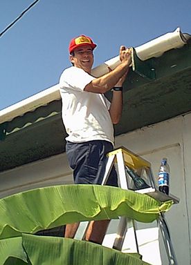 Haynes installs the new gutter