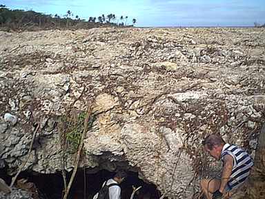 Gunter descends into the cave at the new airport