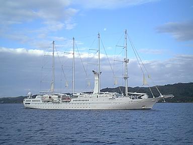 Ship anchored at Coxen Hole, Roatan