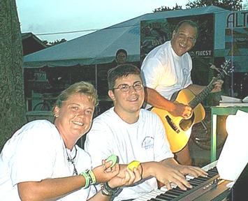 Chris, Trey and Eric warm up for outdoor concert