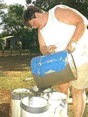 Tracey pours concrete
