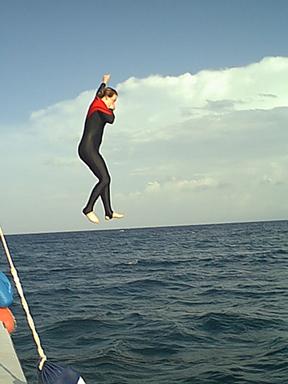 Woman overboard!