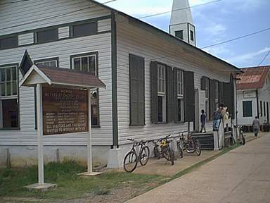 Kids' bicycles parked outside for Sunday School