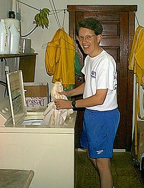 Jeff at the (brand new!) washing machine